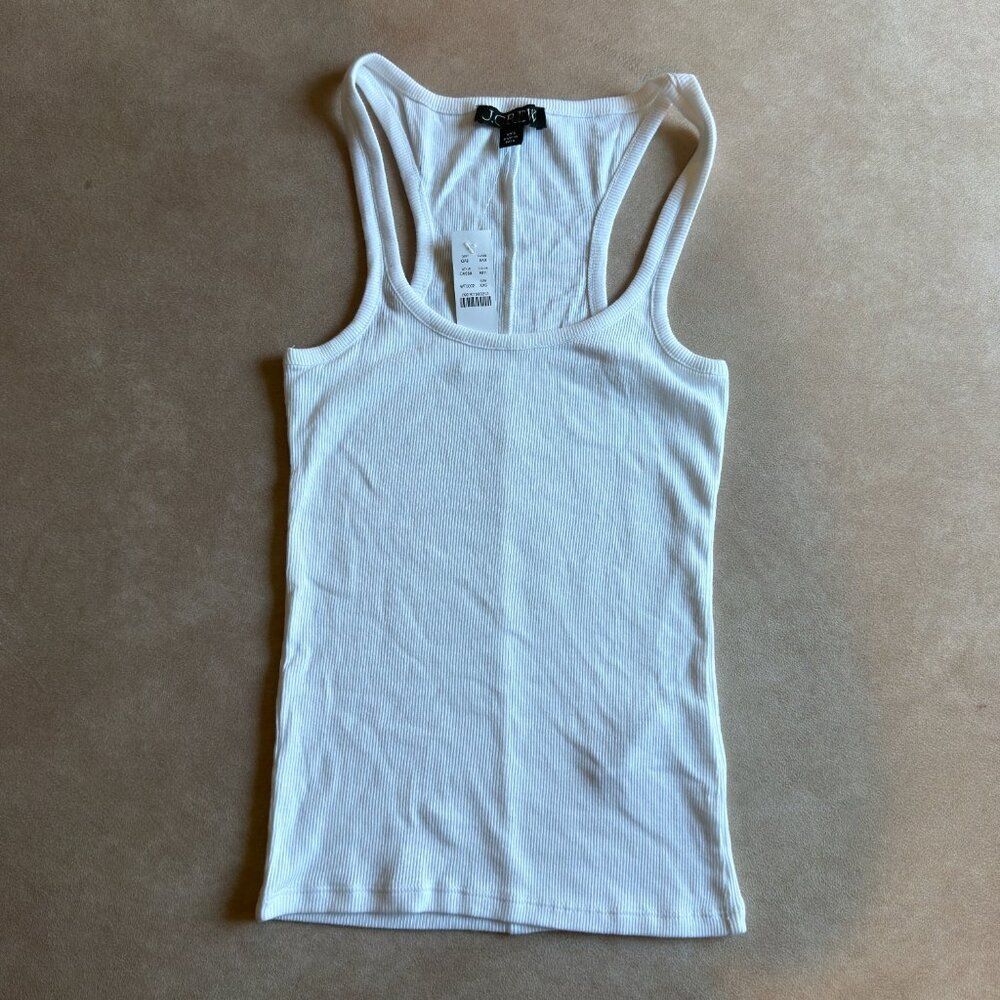 J. Crew Fine rib racerback tank top • size xxs • NWT • CA388 • white